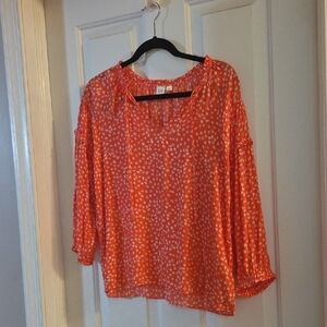 Gap Orange Floral Blouse Small